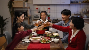 Neujahresfeier in China mit Familie