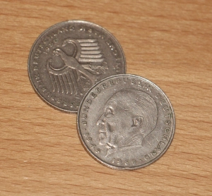 2 Mark Münze mit Konrad Adenauer