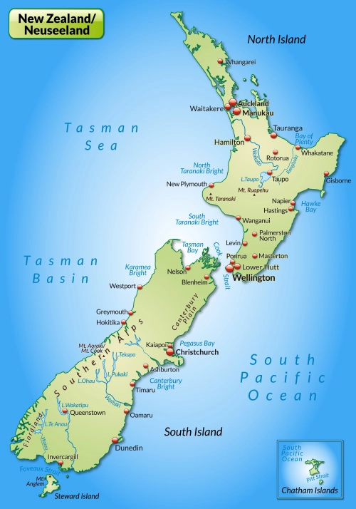 Karte von Neuseeland