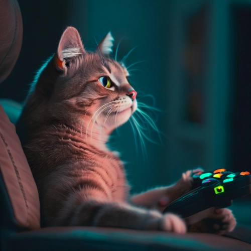Katze beim Videospielen
