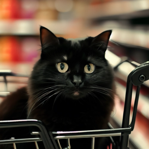 Katze in Einkaufswagen