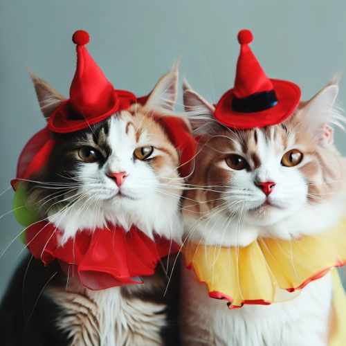 Katzen für Karneval verkleidet